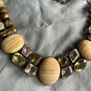 Elegant Gold and Cream Stone Necklace